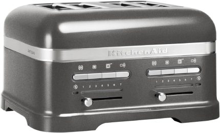Kitchenaid Toaster Für 4 Scheiben Mit Sandwich-Zange - Artisan - Retro Toast Machine - Verschiedene Funktionen Und Bräunungsstufen - Medallion Silber