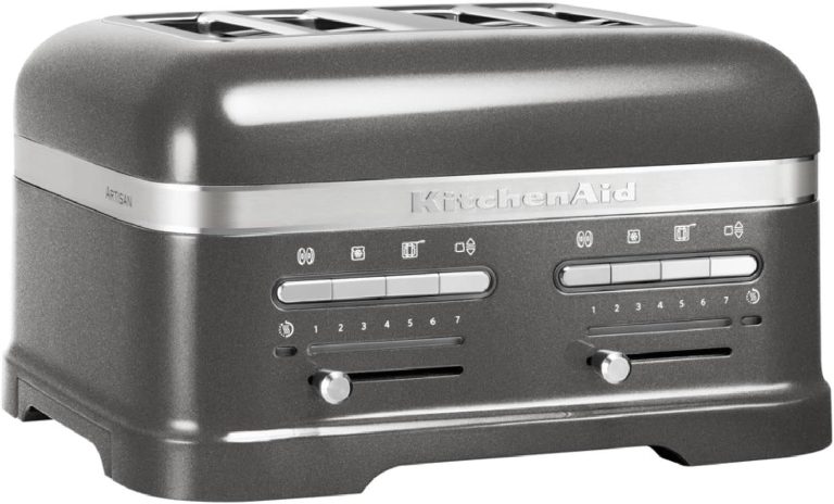 Kitchenaid Toaster Für 4 Scheiben Mit Sandwich-Zange - Artisan - Retro Toast Machine - Verschiedene Funktionen Und Bräunungsstufen - Medallion Silber