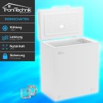 Tronitechnik® Gefriertruhe Kühltruhe BORGAR PRO Mit 2In1 Gefrier- Und Kühlfunktion | 160 Liter, 184Kwh/Jahr, 85Cm Hoch, Geringe Lautstärke | Led-Licht | Rollen | Kindersicherung Durch Schloss | Weiß