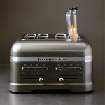 Kitchenaid Toaster Für 4 Scheiben Mit Sandwich-Zange - Artisan - Retro Toast Machine - Verschiedene Funktionen Und Bräunungsstufen - Medallion Silber