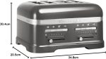 Kitchenaid Toaster Für 4 Scheiben Mit Sandwich-Zange - Artisan - Retro Toast Machine - Verschiedene Funktionen Und Bräunungsstufen - Medallion Silber