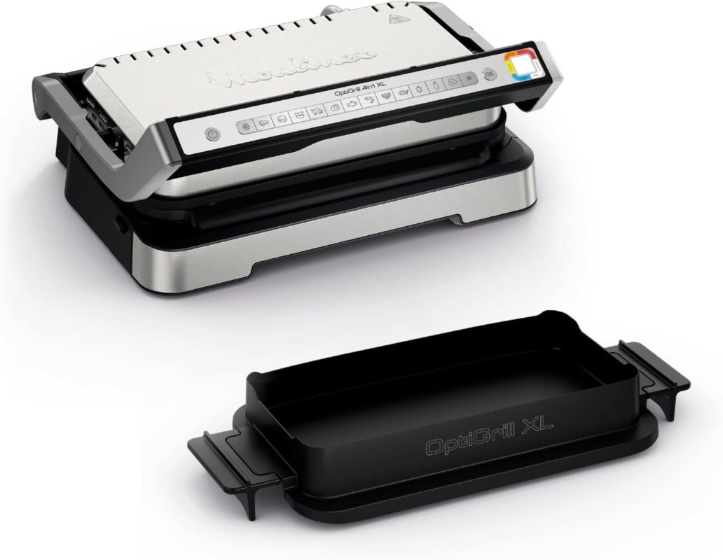 Moulinex Optigrill 4In1 XL, Elektrogrill, Grill Und Ofen in Einem Gerät, Volle Mahlzeit, Kapazität 6-8 Personen, Kochanzeige, 12 Automatische Programme, Antihaftplatten, GI784D