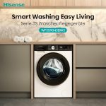 Hisense WF3S9043BW3 Waschmachine Mit Dampffunkunktion, 9 Kg, 1400 U,Min, Wifi, Connectlife, Power Jetwash, Anti-Allergie Programm, Aqua Stop, Auto Wash, Quick Wash, EEK A-30 Prozent