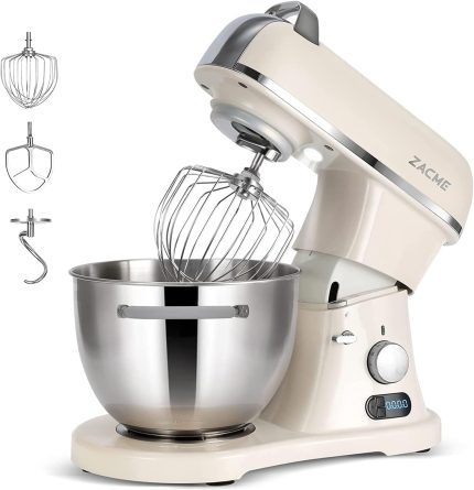 ZACME Profi Küchenmaschine Knetmaschine Aluminiumgussgehäuse(1500W),7L Edelstahlschüssel Teigmaschine Mit Led-Touchscreen,Geräuscharme Rührmaschine,3 Rühraufsätze Und Spritzschutz,11 Geschwindigkeit