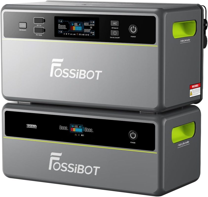 Fossibot FBP1200 Balkonkraftwerk Mit Speicher All-In-One, 1,98Kwh LFP Akku, MPPT 2000W Solareingang, 1200W AC, Mikroinverter, 6500 Ladezyklen, 125 Erweiterbarer Stromspeicher Powerstation, Plug&Play