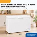 Exquisit GT5400-HE-041E Gefriertruhe - 371 L Truhe Mit Schnellgefrieren | Großer Gefrierschrank in Weiß - 36 Std. Lagerzeit Bei Störung - Digitale Steuerung - Leise 39 Db - Inklusive Rollen