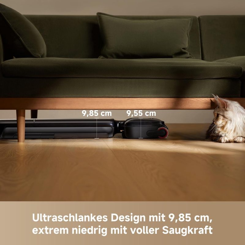 DREAME T12 Pro-A Nass- Und Trockensauger, Ultraschlanke 9,85 Cm, 25.000 Pa Saugkraft, Heißwäsche Bei 95 °C Selbstreinigung, Trocknung Durch Heißluft Bei 95 °C, Kein Verheddern, Streifenfreie Reinigung
