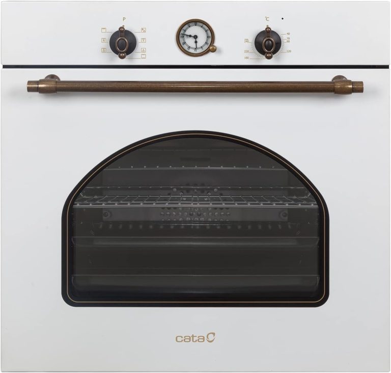 CATA MRA7108WH Einbaubackofen Elektro in Rustikalem Weiß Energieklasse a 7 Funktionen Und Mechanisches Garprogramm Umluftofen Mit 5 Höhenstufen Und 60 L Fassungsvermögen