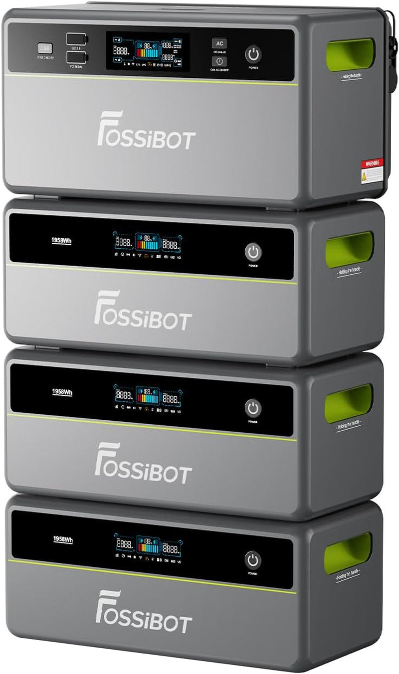 Fossibot FBP1200 Balkonkraftwerk Mit Speicher All-In-One, 1,98Kwh LFP Akku, MPPT 2000W Solareingang, 1200W AC, Mikroinverter, 6500 Ladezyklen, 125 Erweiterbarer Stromspeicher Powerstation, Plug&Play