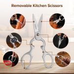 XINZUO 8-Teilig Messerblock Sets-73 Schichten Damastpulverstahl Profi Küche Kochmesser Set -Olivenholz Griff -Mit Akazienholz Messerblock, Multifunktions Küchenschere Und Diamant Wetzstahl