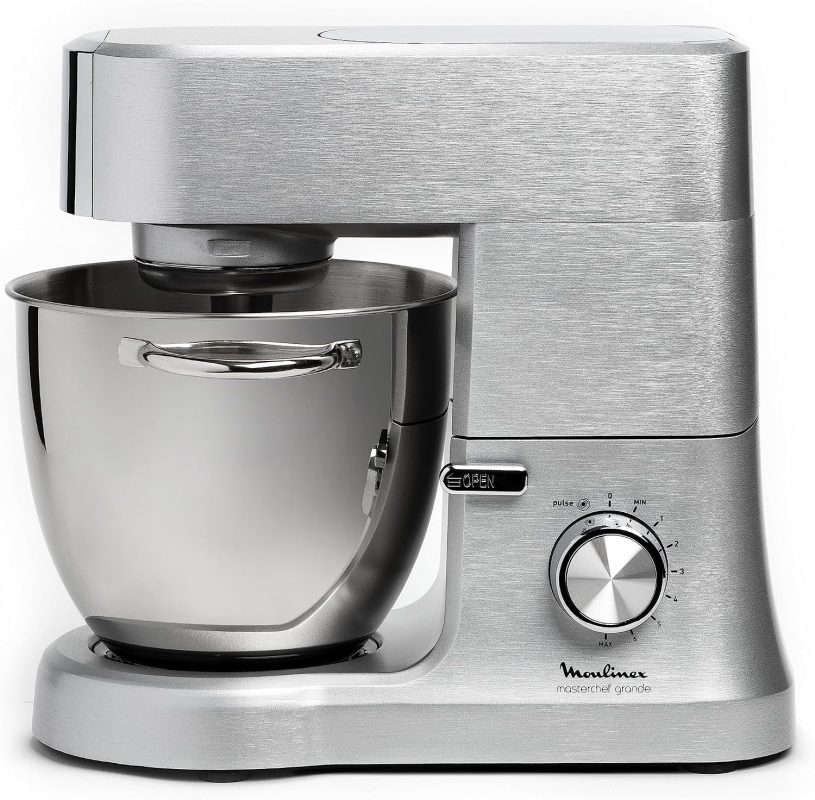 Moulinex Masterchef QA810D Planetary Knetmaschine, 6,7 Liter, Küchenmaschine Mit Schneebesen, Schneebesen, Knethaken, 1500 W, 8 Geschwindigkeitsstufen