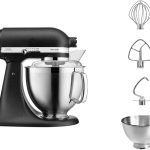 KitchenAid Artisan 5KSM185PS Küchenmaschine | 4,8L + 3L Schüssel | Edelstahl-Zubehör | 300W