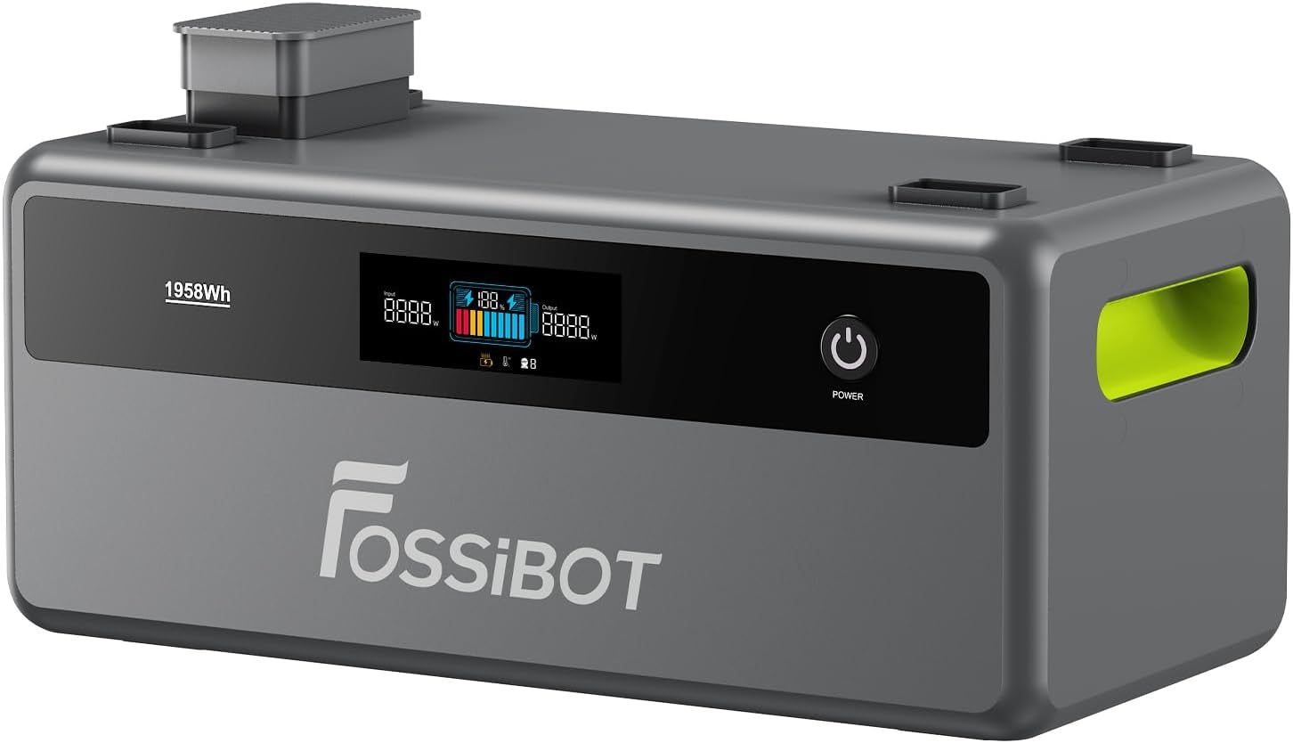 Fossibot FBP1200 Balkonkraftwerk Mit Speicher All-In-One, 1,98Kwh LFP Akku, MPPT 2000W Solareingang, 1200W AC, Mikroinverter, 6500 Ladezyklen, 125 Erweiterbarer Stromspeicher Powerstation, Plug&Play