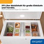 Exquisit GT5400-HE-041E Gefriertruhe - 371 L Truhe Mit Schnellgefrieren | Großer Gefrierschrank in Weiß - 36 Std. Lagerzeit Bei Störung - Digitale Steuerung - Leise 39 Db - Inklusive Rollen