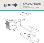 Gorenje Optibake Advanced BPSA 6747 A08BG Einbau-Backofen / 77L / Heißluft / Pyrolyse / Autobake / Touch Bedienung / Bratenthermometer / Gentleclose & Open / Steamassist / Pizzamode 300°C/ Schwarz