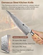XINZUO 8-Teilig Messerblock Sets-73 Schichten Damastpulverstahl Profi Küche Kochmesser Set -Olivenholz Griff -Mit Akazienholz Messerblock, Multifunktions Küchenschere Und Diamant Wetzstahl