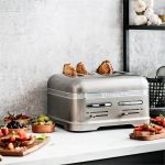Kitchenaid Toaster Für 4 Scheiben Mit Sandwich-Zange - Artisan - Retro Toast Machine - Verschiedene Funktionen Und Bräunungsstufen - Medallion Silber