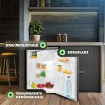 Bomann® Kühlschrank Mit Gefrierfach | 109 Liter | Energieeffizient, Leise & Kompakt | 2 Ablagen, Obst- & Gemüsefach | 4-Sterne-Gefrierfach | Türanschlag Wechselbar | KS 7251 Inox