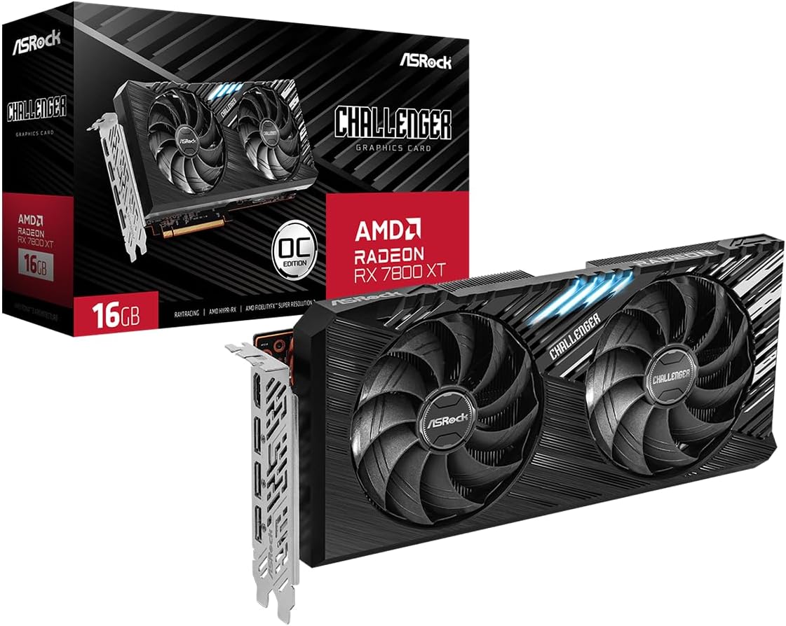 616u0NhF5iL._AC_SL1200 ASRock Radeon RX 7800 XT Challenger OC 16GB GDDR6 Grafikkarte (RX7800XT CL 16GO) – Bild 1