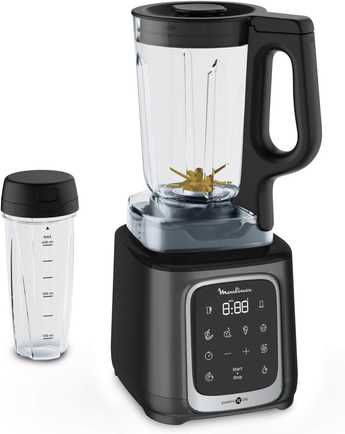 61OeL8wHEVL._AC_SL1500 Moulinex InfinyMix+ LM91HD Standmixer | 1600W | 1,75L Tritan-Krug + 600ml Flasche | 5 Programme – Bild 1