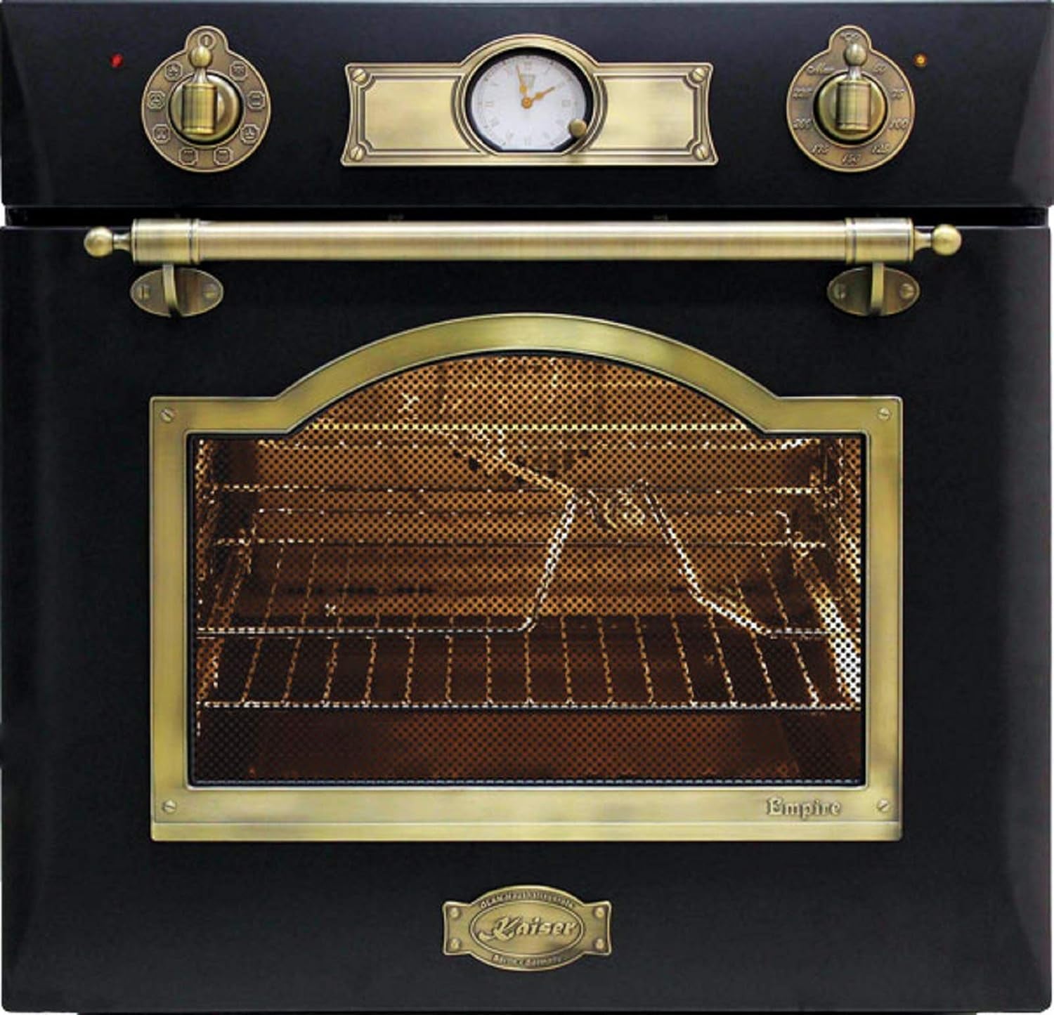 Kaiser Empire EH 6355 Rot Exklusiver Nostalgie Backofen 60 Cm Autark • Selbstreinigender Elektrobackofen 67L • Einbau-Backofen Mit Drehspieß, Heißluft, Grill • Retro Design Mit Modern Technologie