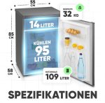 Bomann® Kühlschrank Mit Gefrierfach | 109 Liter | Energieeffizient, Leise & Kompakt | 2 Ablagen, Obst- & Gemüsefach | 4-Sterne-Gefrierfach | Türanschlag Wechselbar | KS 7251 Inox