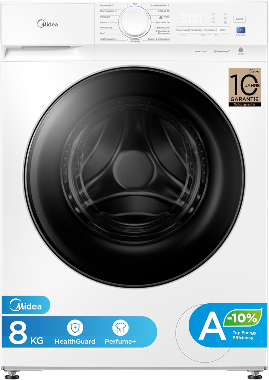 71AMWWZOmVL._AC_SL1500 Midea V3 Frontlader Waschmaschine | 8kg - 10kg | 1400 U/Min | Dampffunktion | Klasse A-10% – Bild 1