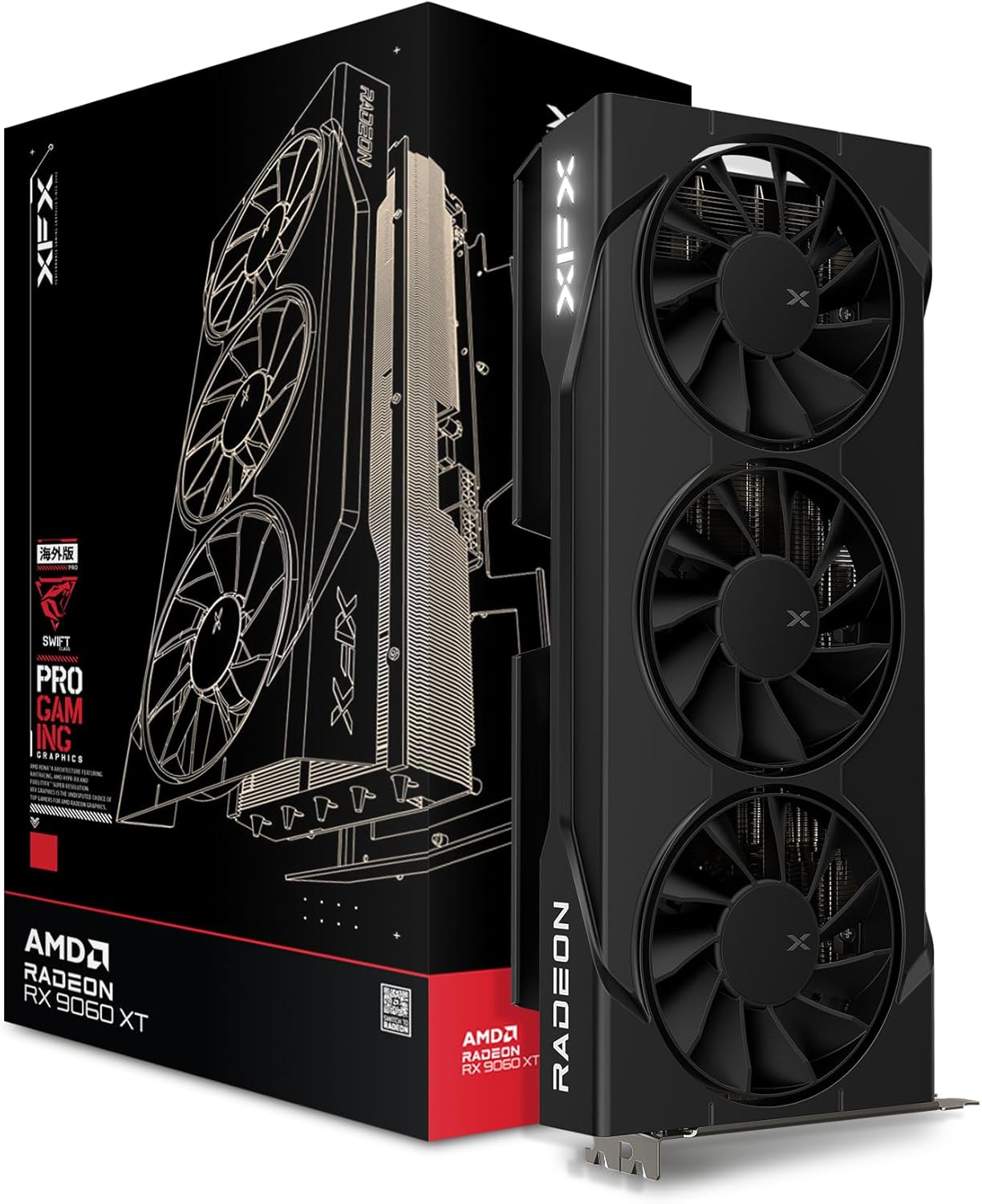 71IHZE7uAcL._AC_SL1500 XFX Swift AMD Radeon RX 9060 XT OC Gaming-Grafikkarte (RX-96TS316BA) – Bild 1
