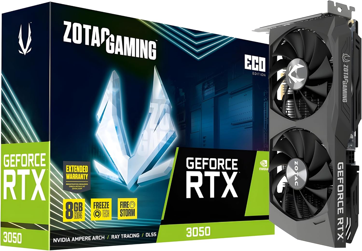 71KyEMAgd8L._AC_SL1500 ZOTAC Gaming GeForce RTX 3050 ECO 8GB | ZT-A30500K-10M | 8GB GDDR6 | RTX 30 Series | Triple-Fan – Bild 1