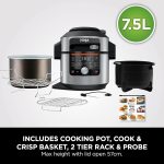 Ninja Foodi MAX 14-in-1 SmartLid Multikocher (OL750EU) – 7,5L Fassungsvermögen, Schnellkochtopf & Heißluftfritteuse mit digitalem Thermometer und Smart Cook System – Bild 4