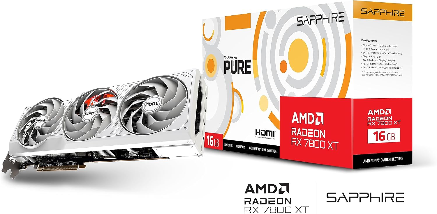 71U_PxPTs2L._AC_SL1500 Sapphire PURE AMD Radeon RX 7800 XT 16GB GDDR6 | 11330-03-20G | Tri-X Cooling | 1440p Gaming – Bild 1