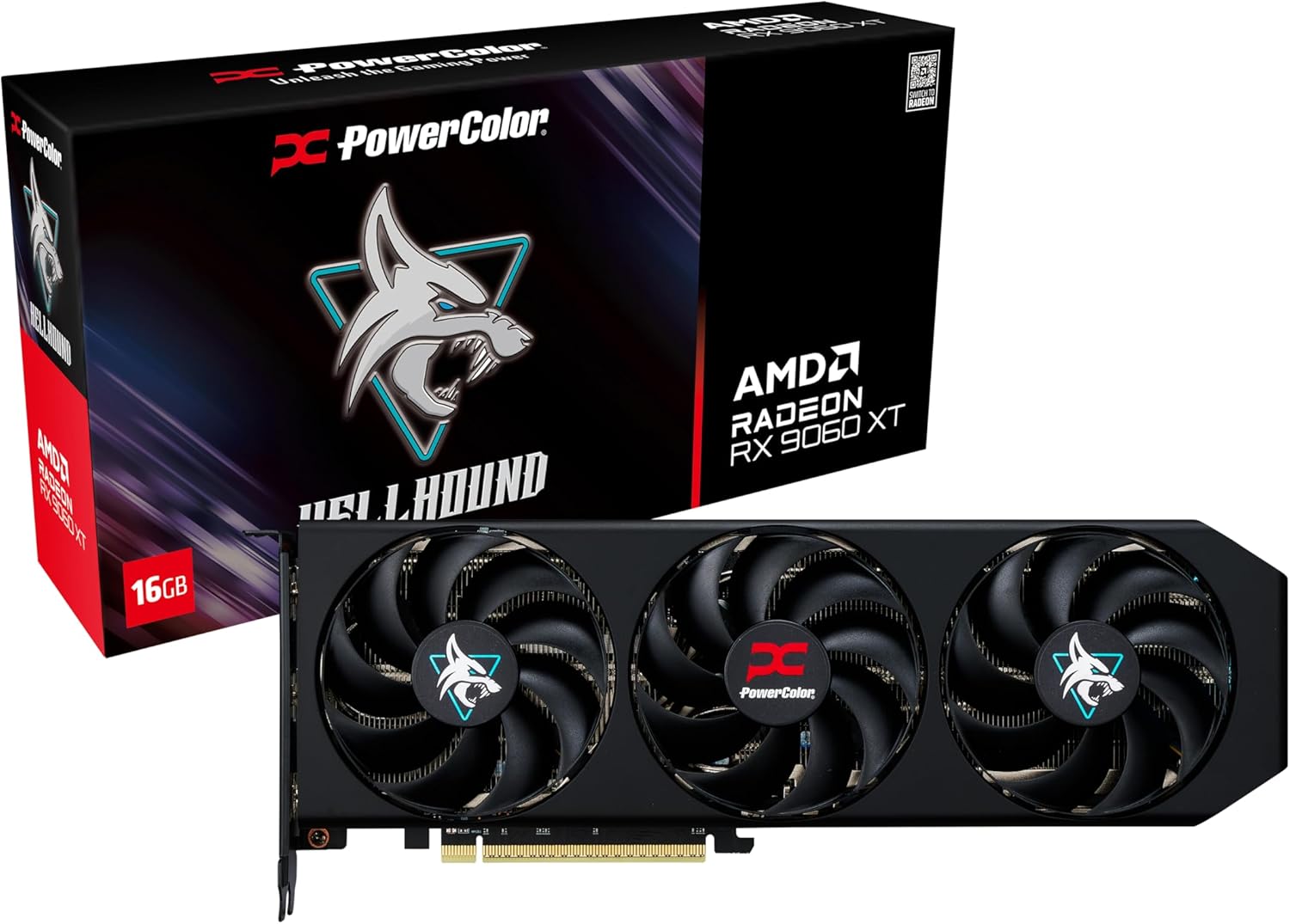 71_5i0cpTRL._AC_SL1500 PowerColor Hellhound AMD Radeon RX 9070 OC 16GB GDDR6 | RX9070 16G-L/OC | RDNA 4 | Triple-Fan | Dual-BIOS – Bild 1