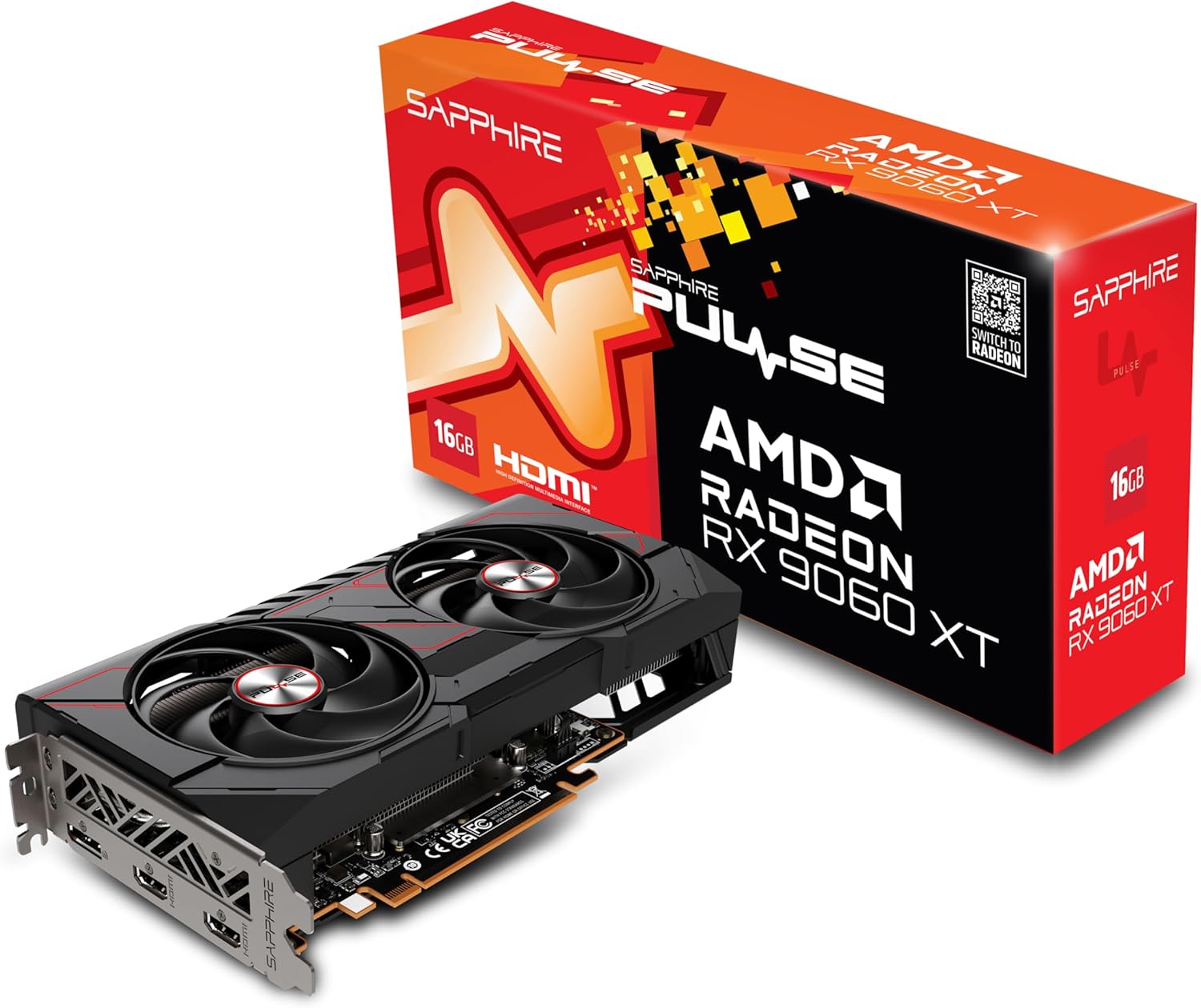 71_LUR5dWVL._AC_SL1500 Sapphire Pulse AMD Radeon RX 9060 XT Gaming OC | 16GB GDDR6X | 11350-03-20G | PCIe x16 | 4K Gaming – Bild 1