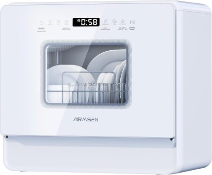 AIRMSEN ZMW-DTHA01 Mini-Geschirrspüler | 5 Maßgedecke | 5L Wassertank | 75°C Hygiene | Klasse E