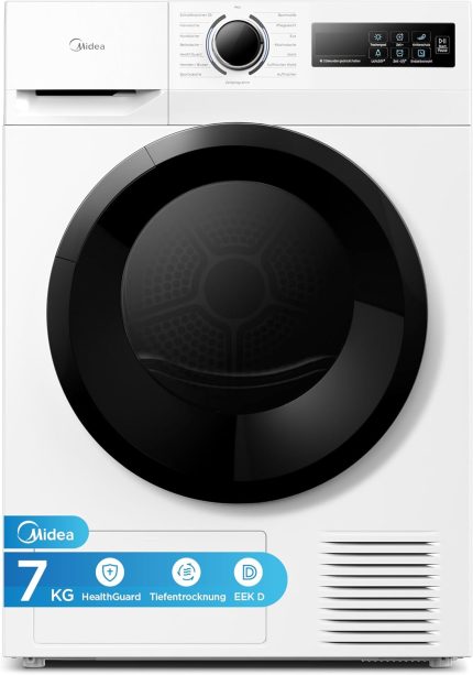 Midea MD11EH Wärmepumpentrockner | 7kg - 8kg | Knitterschutz | Sensor-Trocknung | Klasse D