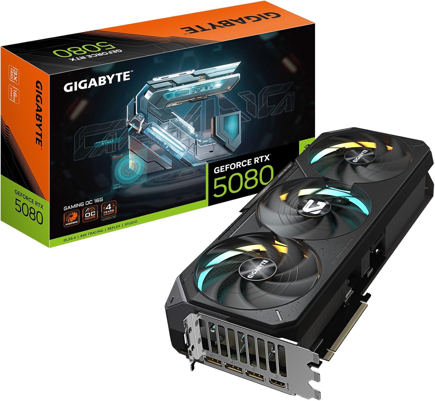 71lZess7M8L._AC_SL1500 GIGABYTE GeForce RTX 5080 Gaming OC 16G | GV-N5080GAMING OC-16GD | 16GB GDDR7 | RTX 50 Series | Windforce – Bild 1