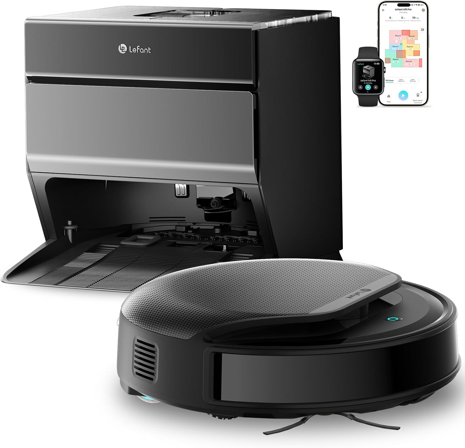 71vkDrIEWgL._AC_SL1500 Lefant M5 Pro Saug- und Wischroboter mit Multifunktions-Basisstation, 18.000 Pa Saugkraft und dToF-Lasernavigation – Bild 1