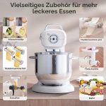 ZACME Profi Küchenmaschine Knetmaschine Aluminiumgussgehäuse(1500W),7L Edelstahlschüssel Teigmaschine Mit Led-Touchscreen,Geräuscharme Rührmaschine,3 Rühraufsätze Und Spritzschutz,11 Geschwindigkeit