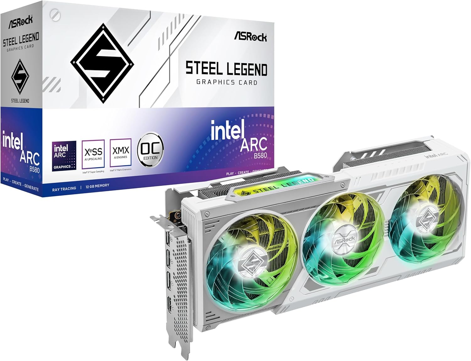 81TKokStTYL._AC_SL1500 ASRock Intel Arc B580 Steel Legend OC 12GB | B580 SL 12GO | 12GB GDDR6 | Battlemage | 1440p Gaming – Bild 1