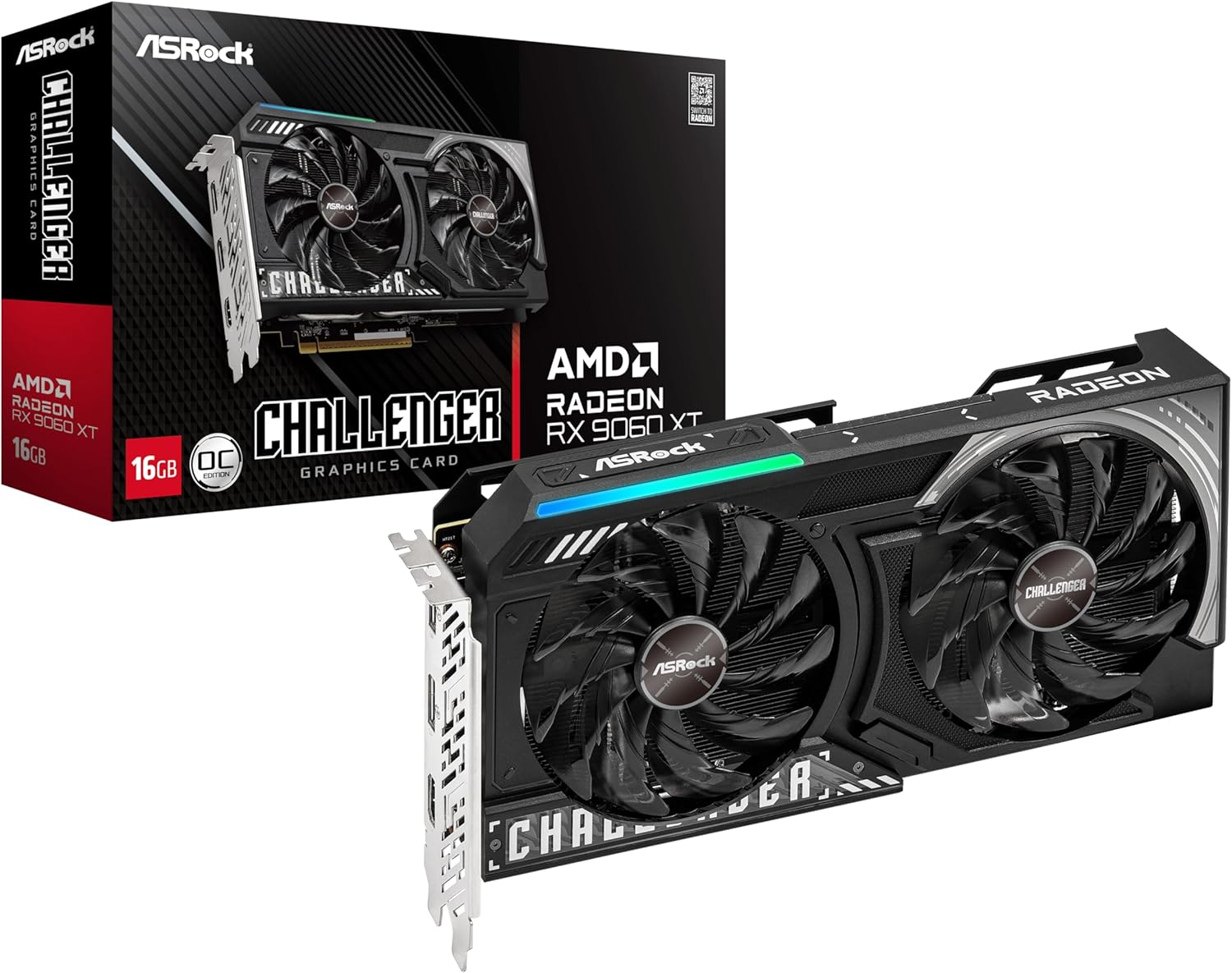 81kTwAgKZJL._AC_SL1500 ASRock AMD Radeon RX 9060 XT Challenger 16GB OC | 90-GA5QZZ-00UANF | RDNA 4 | 1440p Gaming – Bild 1