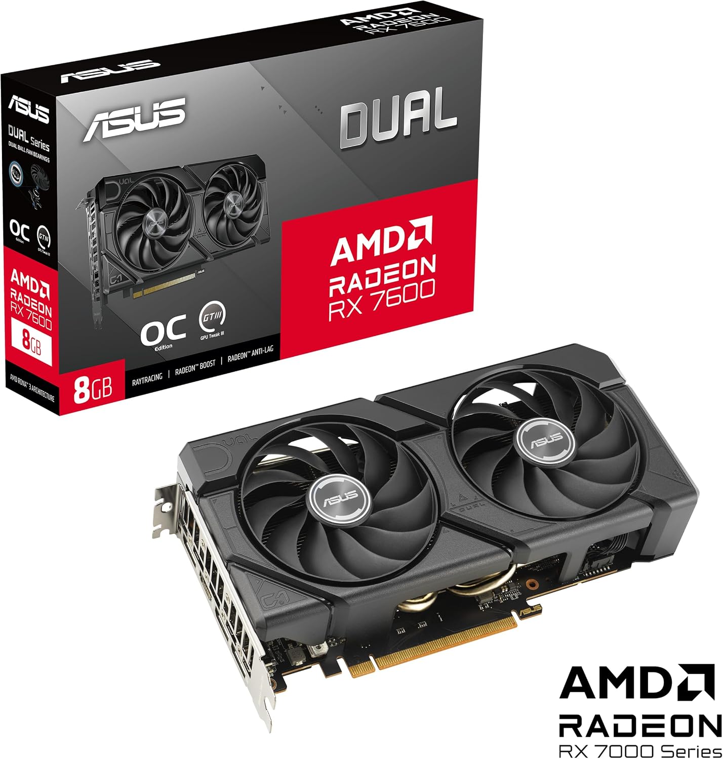 81tA471xcCL._AC_SL1500 ASUS Radeon RX 7600 & AI PRO Grafikkarte | 8GB & 32GB GDDR6 | PCIe Dual & Blower Design – Bild 1