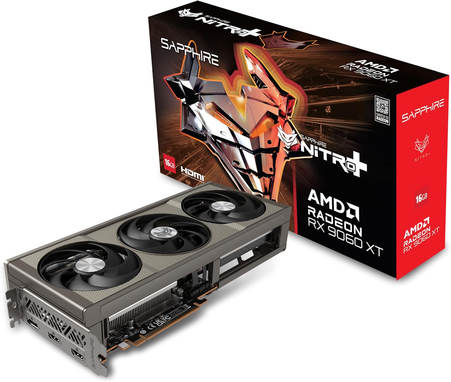 81tZEIhVMUL._AC_SL1500 Sapphire Nitro+ AMD Radeon RX 9060 XT Gaming OC | 16GB GDDR6 | 11350-01-20G | RDNA 4 | 3320 MHz Boost – Bild 1