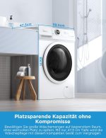 Midea MF10EW70BA10 Waschmaschine / 7Kg / 1400 U/Min/Eek A-10%/Inverter Quattro Motor/Dampffunktion/Grosse Trommel/Nachlegefunktion/Kindersicherung/Aquastop, Weiß