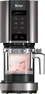Ninja Creami Eismaschine & Dessertmaschine Mit 3 Behältern, 7 Programmen, Herstellung Von Eis, Gelato, Sorbet, Smoothie-Bowls, Milchshakes Und Mehr, Schwarz/Silber, 1,4L Eiscreme Kapazität, NC300EU