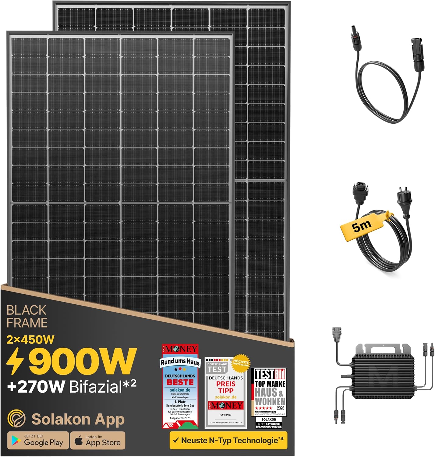 91MactPAX2L._AC_SL1500 Solakon 900W Balkonkraftwerk-Serie – Komplette Solaranlage mit 800W Wechselrichter & bifazialen Modulen – Bild 1