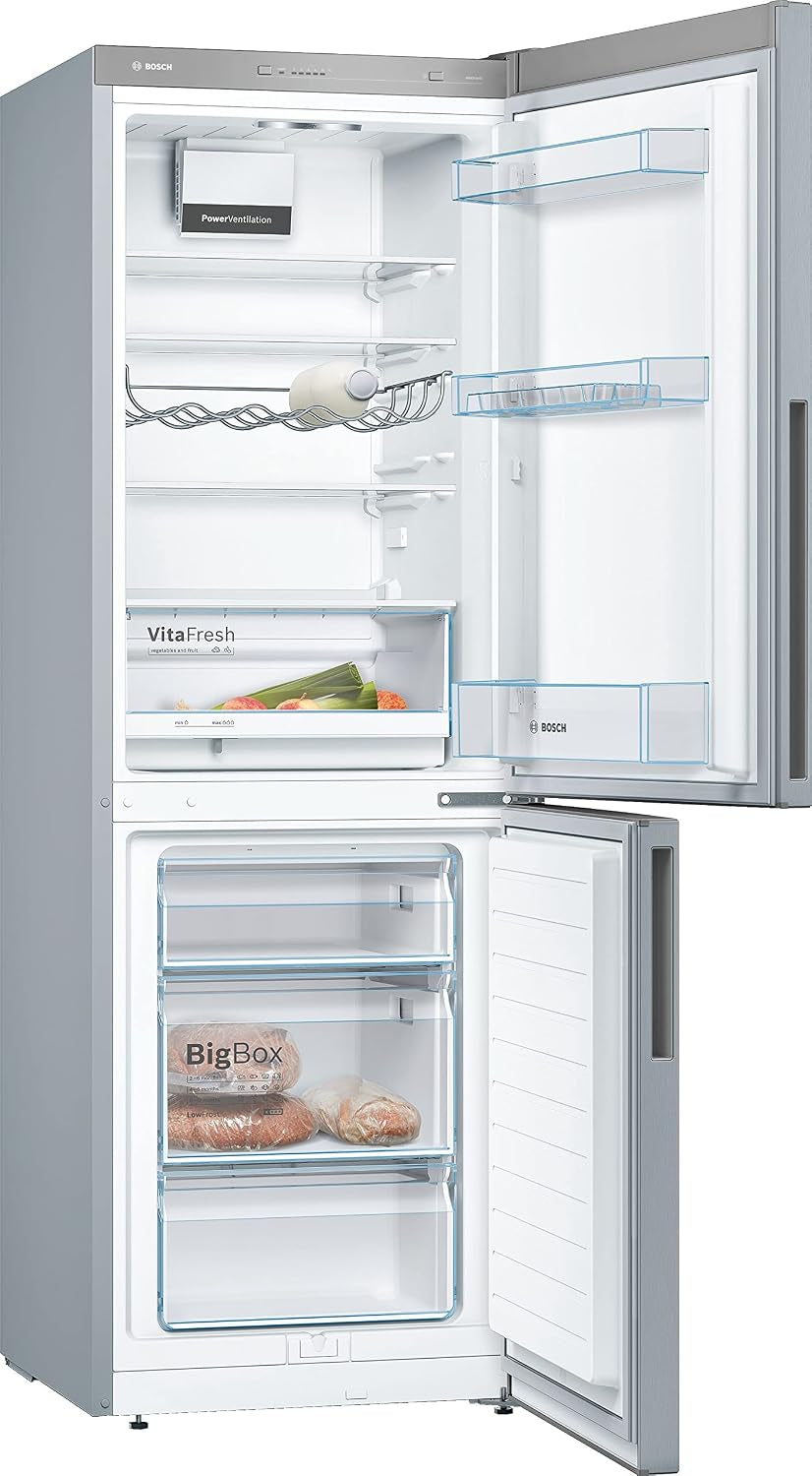 Bosch KGV33VLEAS Kühlschrank, Gefrierschrank, Niedrig, Freistehend, 288 L – Kalt Gebrüht – L 60 Cm X H 176 Cm – Edelstahl