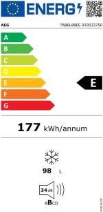 AEG Einbau-Gefrierschrank 88Cm, Serie 6000 Lowfrost: Weniger Eisbildung, 4-Sterne Gefrierraum 98L, Elektronische Steuerung, Schnell-Gefrier-Funktion, Temperaturalarm, Schlepptür-Technik, TAB6L88ES