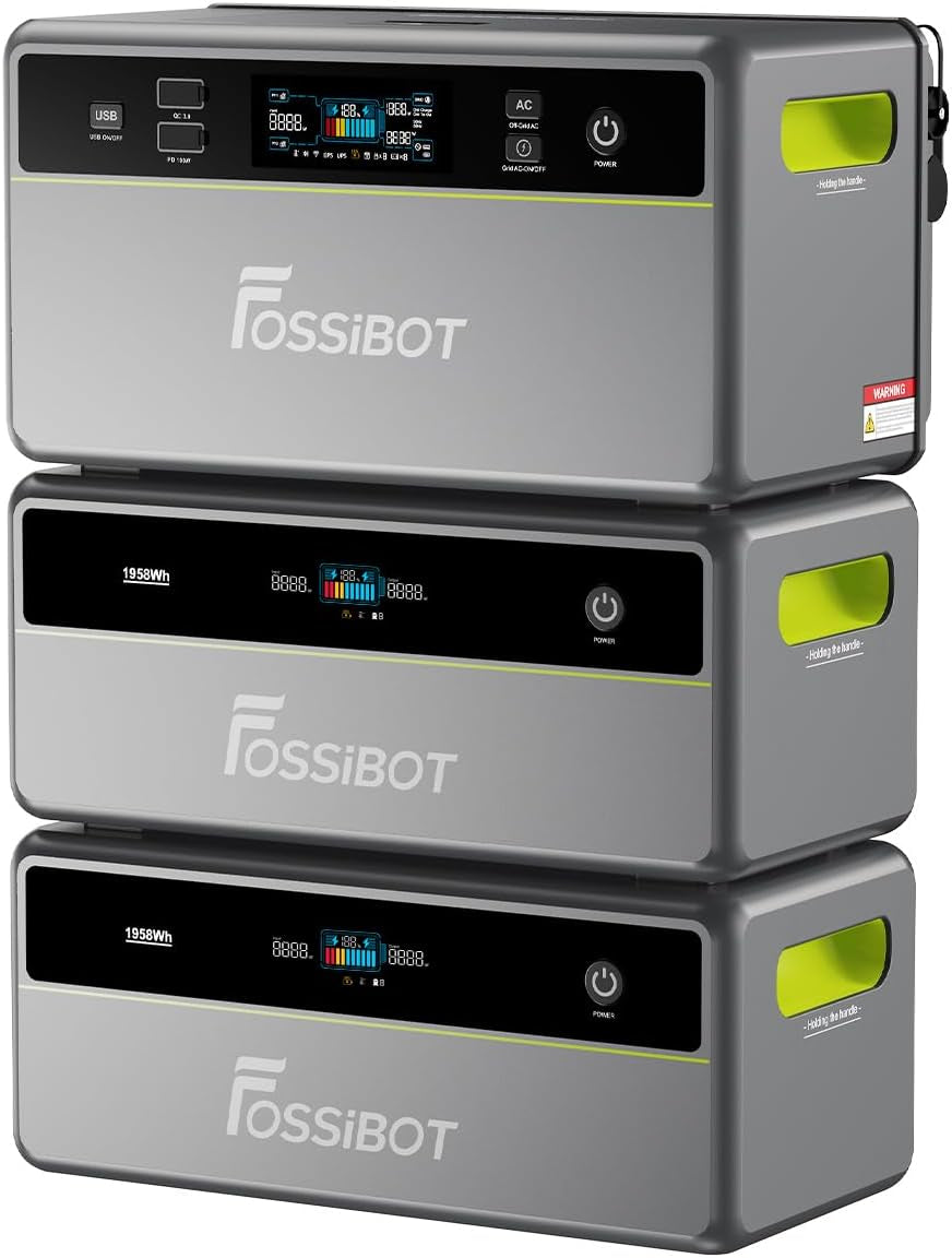 Fossibot FBP1200 Balkonkraftwerk Mit Speicher All-In-One, 1,98Kwh LFP Akku, MPPT 2000W Solareingang, 1200W AC, Mikroinverter, 6500 Ladezyklen, 125 Erweiterbarer Stromspeicher Powerstation, Plug&Play