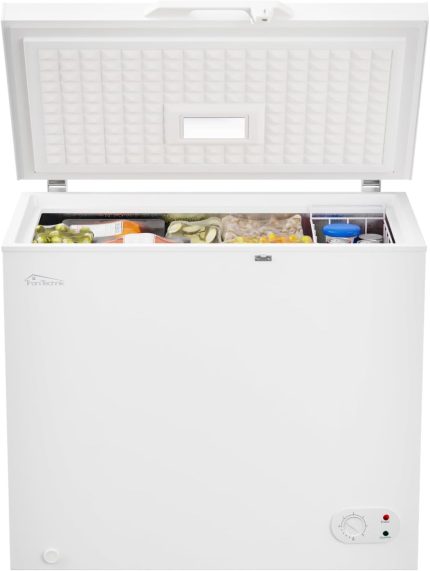 Tronitechnik® Gefriertruhe Kühltruhe BORGAR PRO Mit 2In1 Gefrier- Und Kühlfunktion | 160 Liter, 184Kwh/Jahr, 85Cm Hoch, Geringe Lautstärke | Led-Licht | Rollen | Kindersicherung Durch Schloss | Weiß