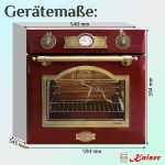 Kaiser Empire EH 6355 Rot Exklusiver Nostalgie Backofen 60 Cm Autark • Selbstreinigender Elektrobackofen 67L • Einbau-Backofen Mit Drehspieß, Heißluft, Grill • Retro Design Mit Modern Technologie